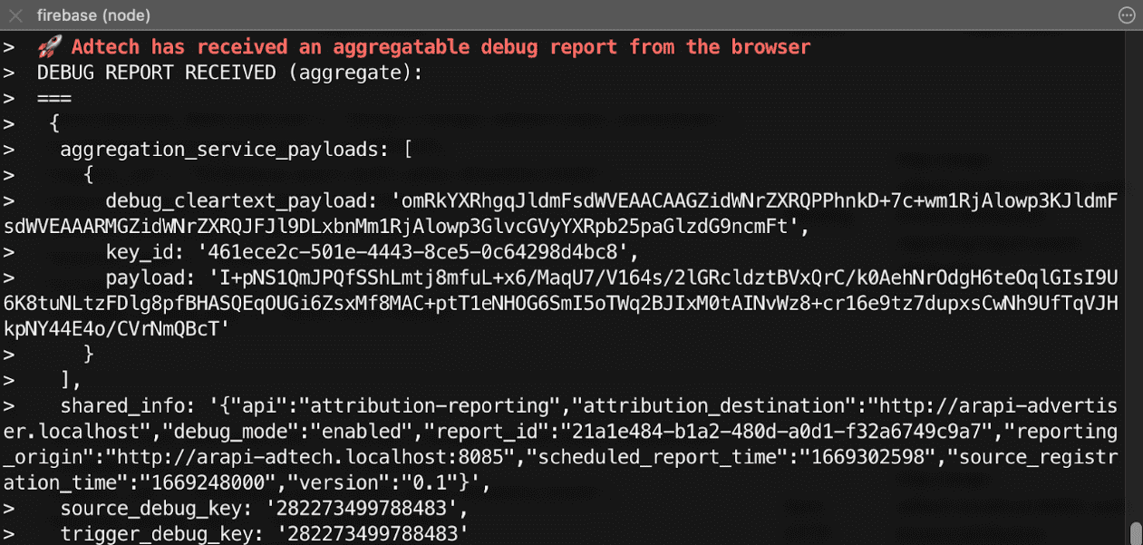 Screenshot: reporting origin server logs