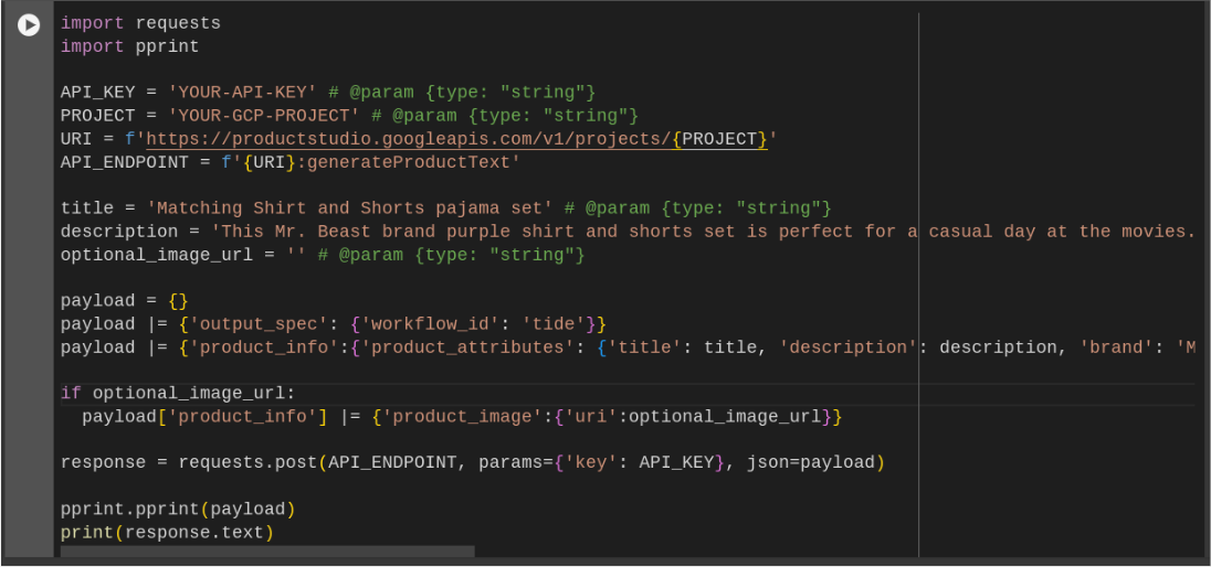 Example integration for the Text API