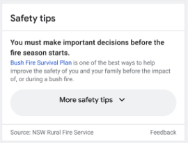 Safety tips populate separately from CAP.
