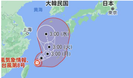 Google 地圖顯示風暴預報幾何圖形。