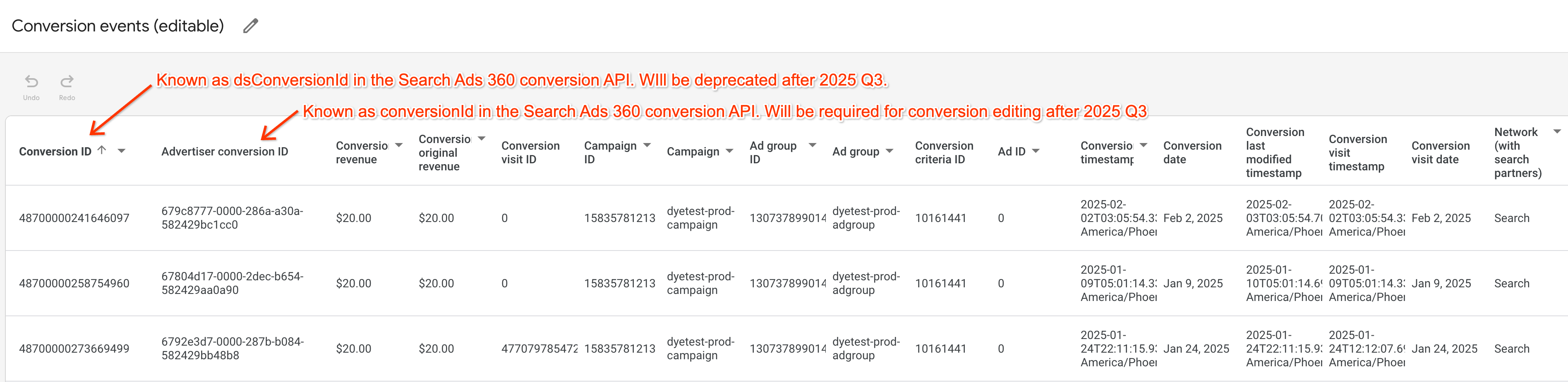 รหัส Conversion ในรายงาน SA360