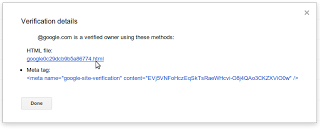 Verification details view in Webmaster Tools