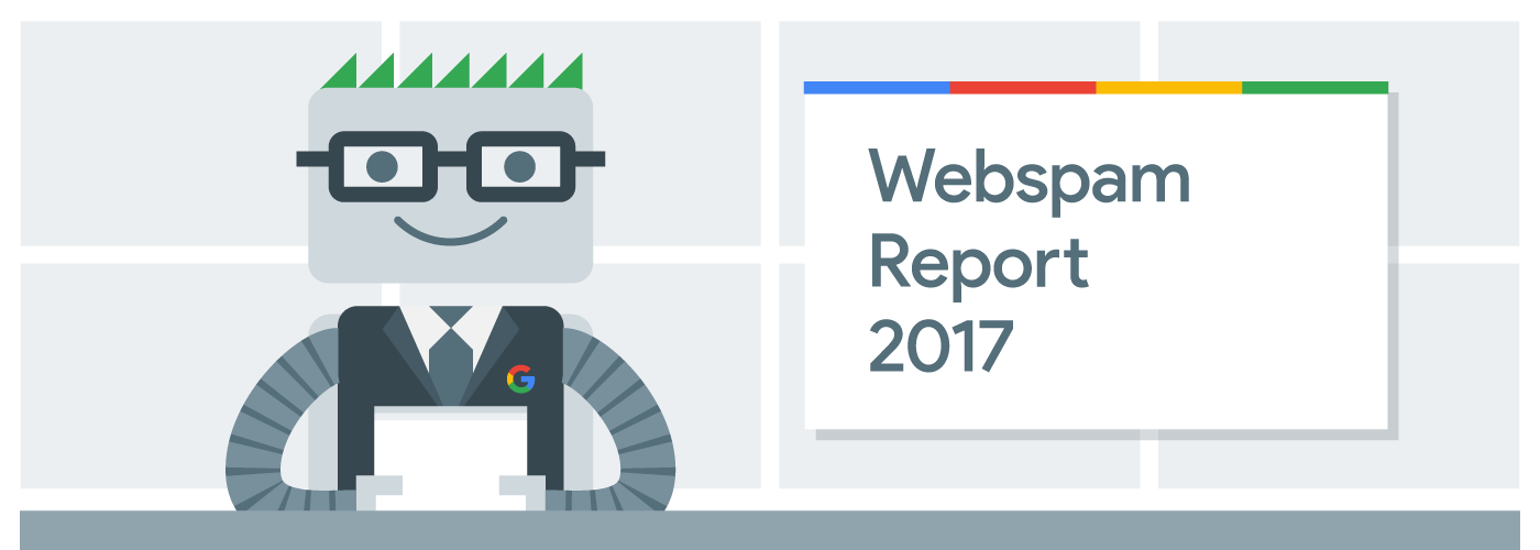 El robot de Google haciendo una presentación sobre el informe de spam web del 2017