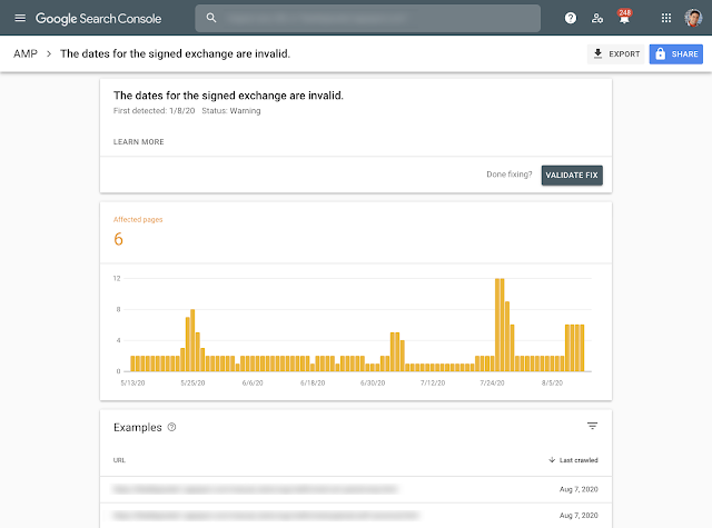 Report Signed Exchange in Search Console