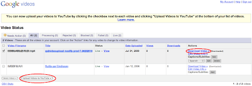 The Google Video takeout functionality