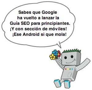 Googlebot welcoming the Spanish SEO guide