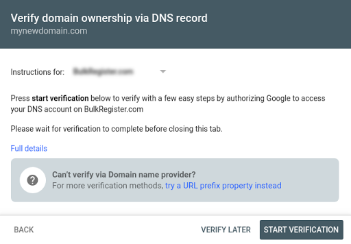Flujo de verificación automático de DNS