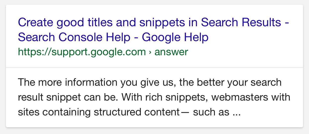 A snippet in a web result on Google Search
