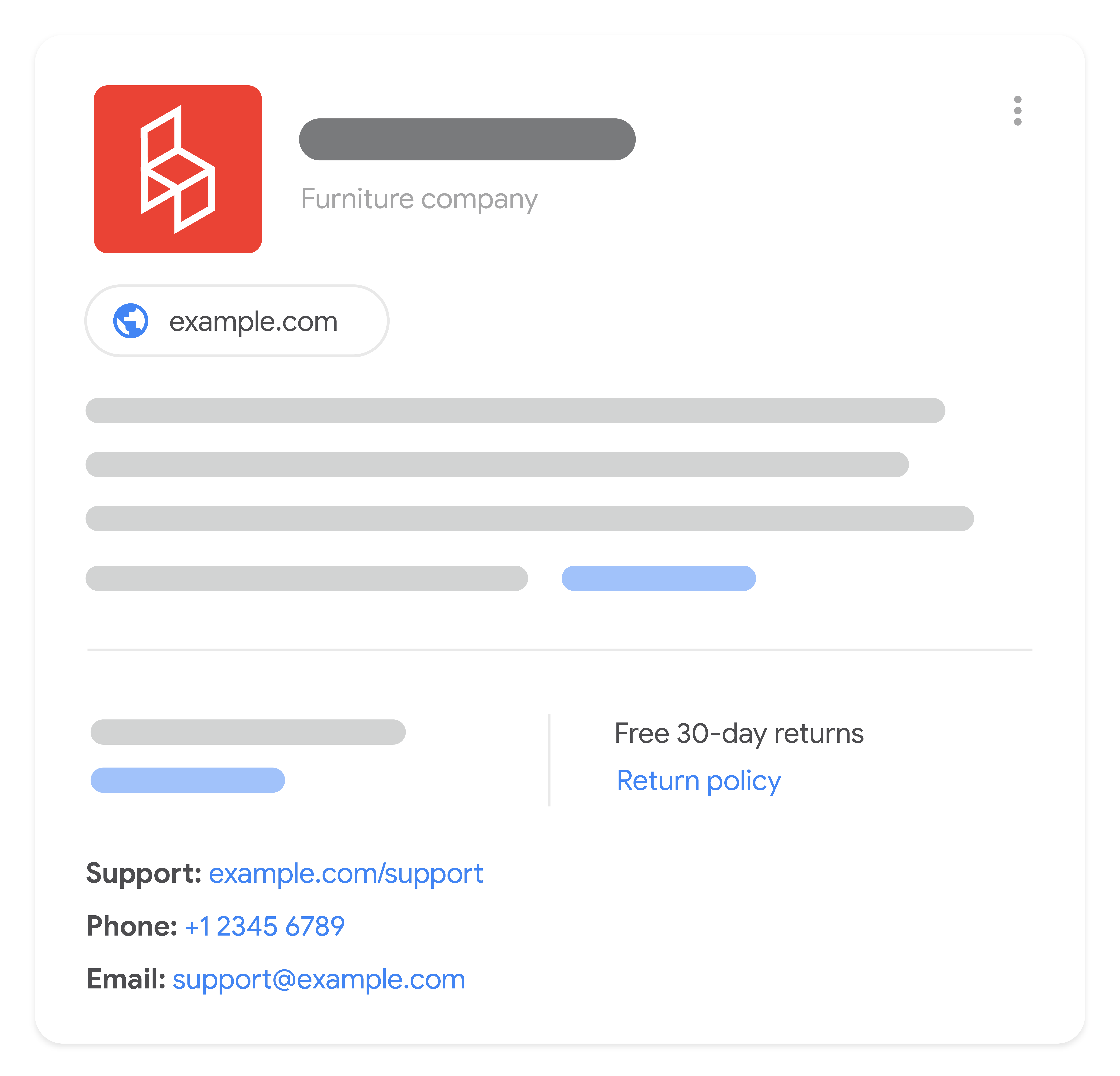 Illustration d'une fiche info montrant un retour gratuit pendant 30 jours