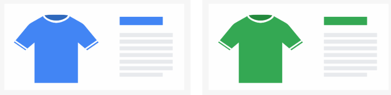 An illustration of how variants can appear on an ecommerce website