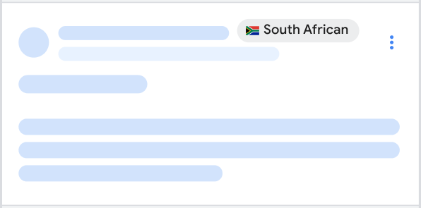 Selo "Sul-africano" em um resultado da Pesquisa Google