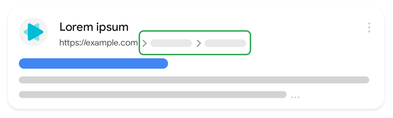 Example of a breadcrumb list using structured data