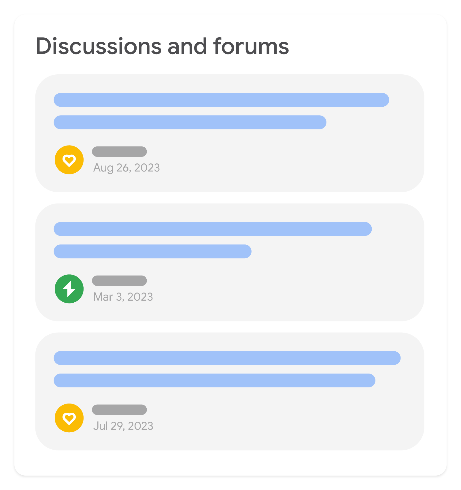 An illustration of the discussions and forums feature