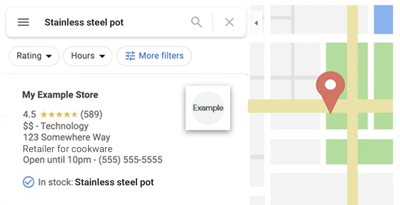 Google 地图搜索结果示例