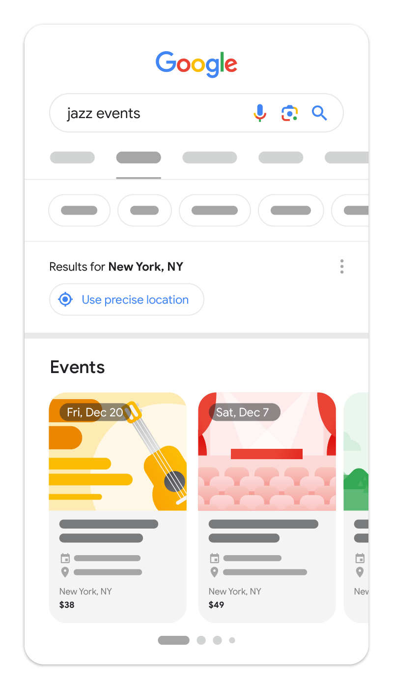Aspetto dell'esperienza relativa agli eventi nella Ricerca Google