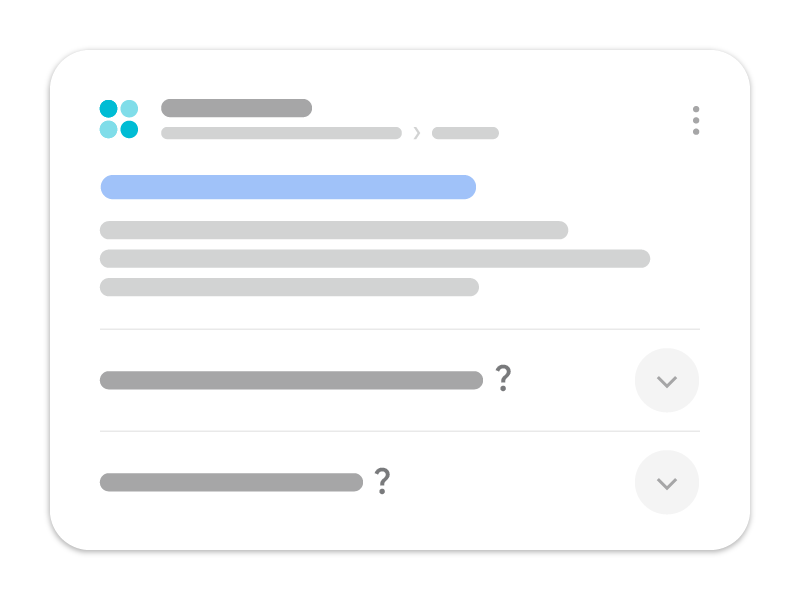 Exemple de page de questions fréquentes dans les résultats de recherche