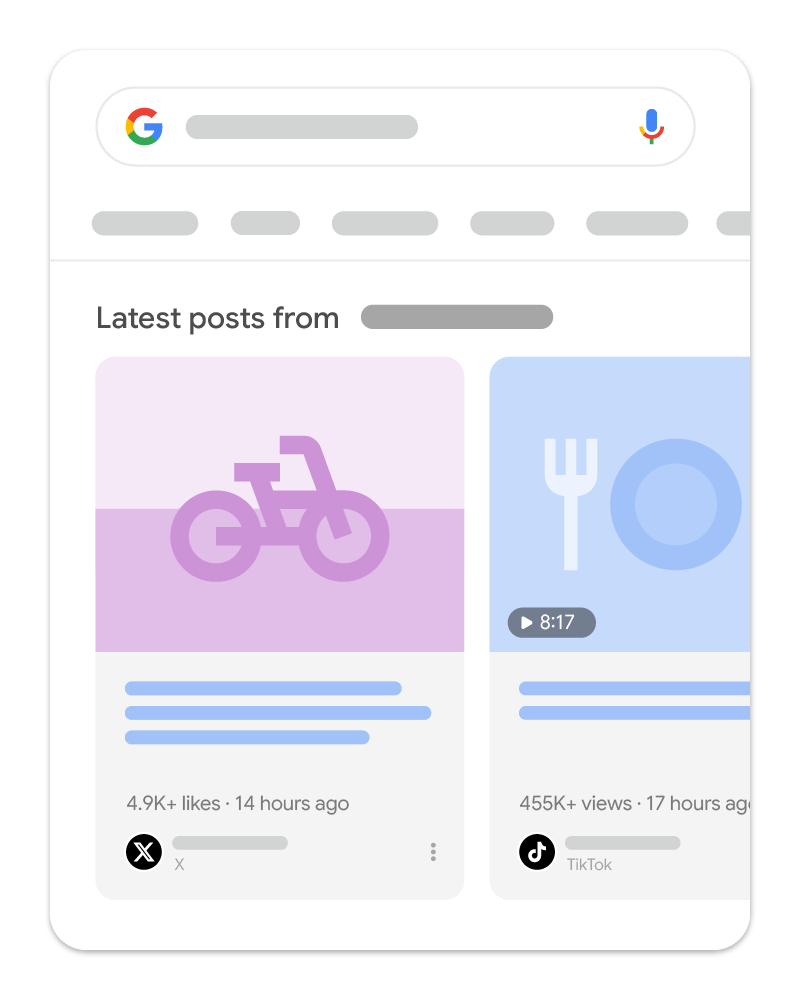 Google 搜索中的最新帖子轮播界面