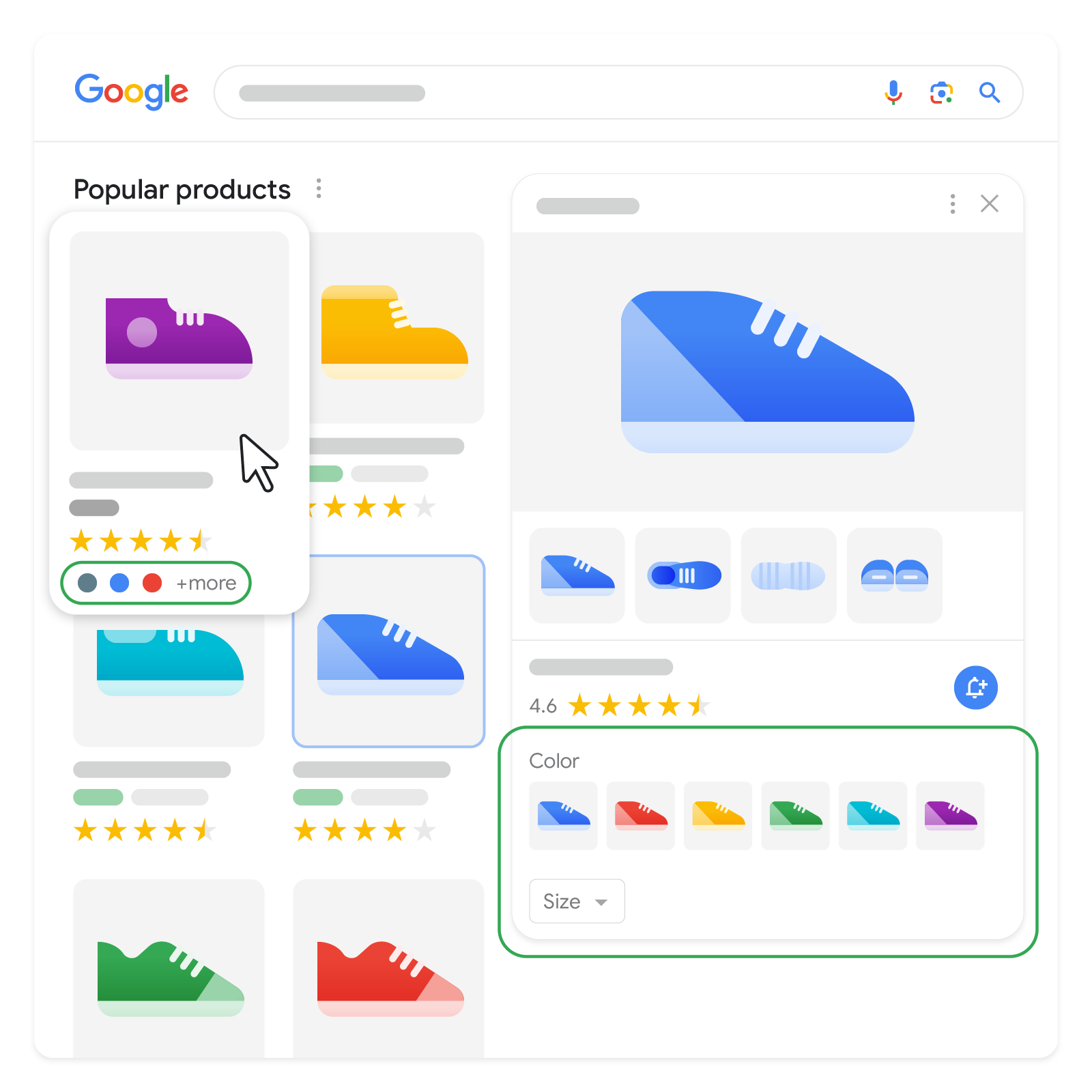 Produktvarianten in den Suchergebnissen