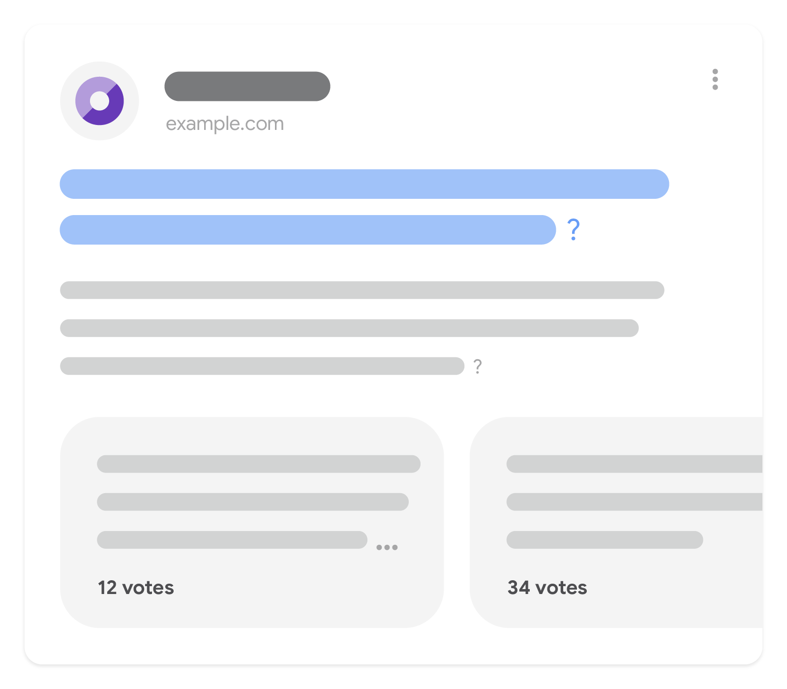 Illustration d'un résultat enrichi de questions/réponses