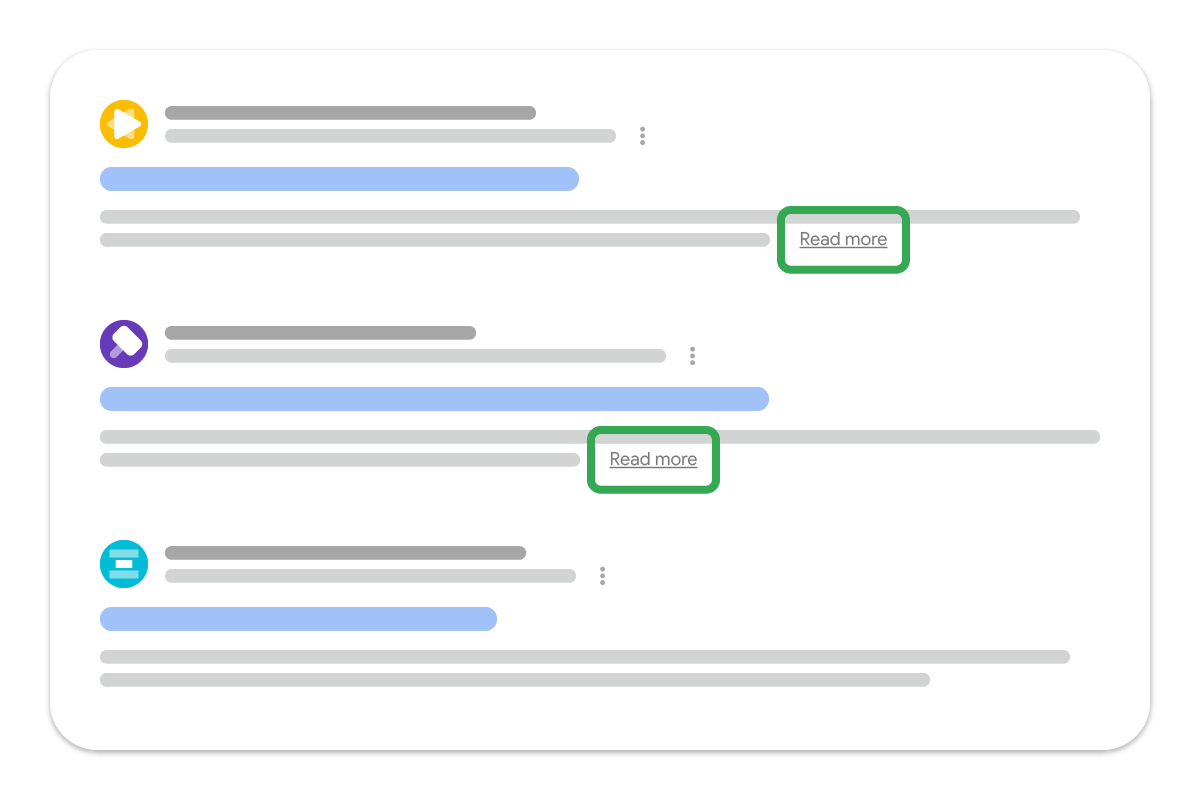 Un vínculo directo "Más información" en la Búsqueda de Google