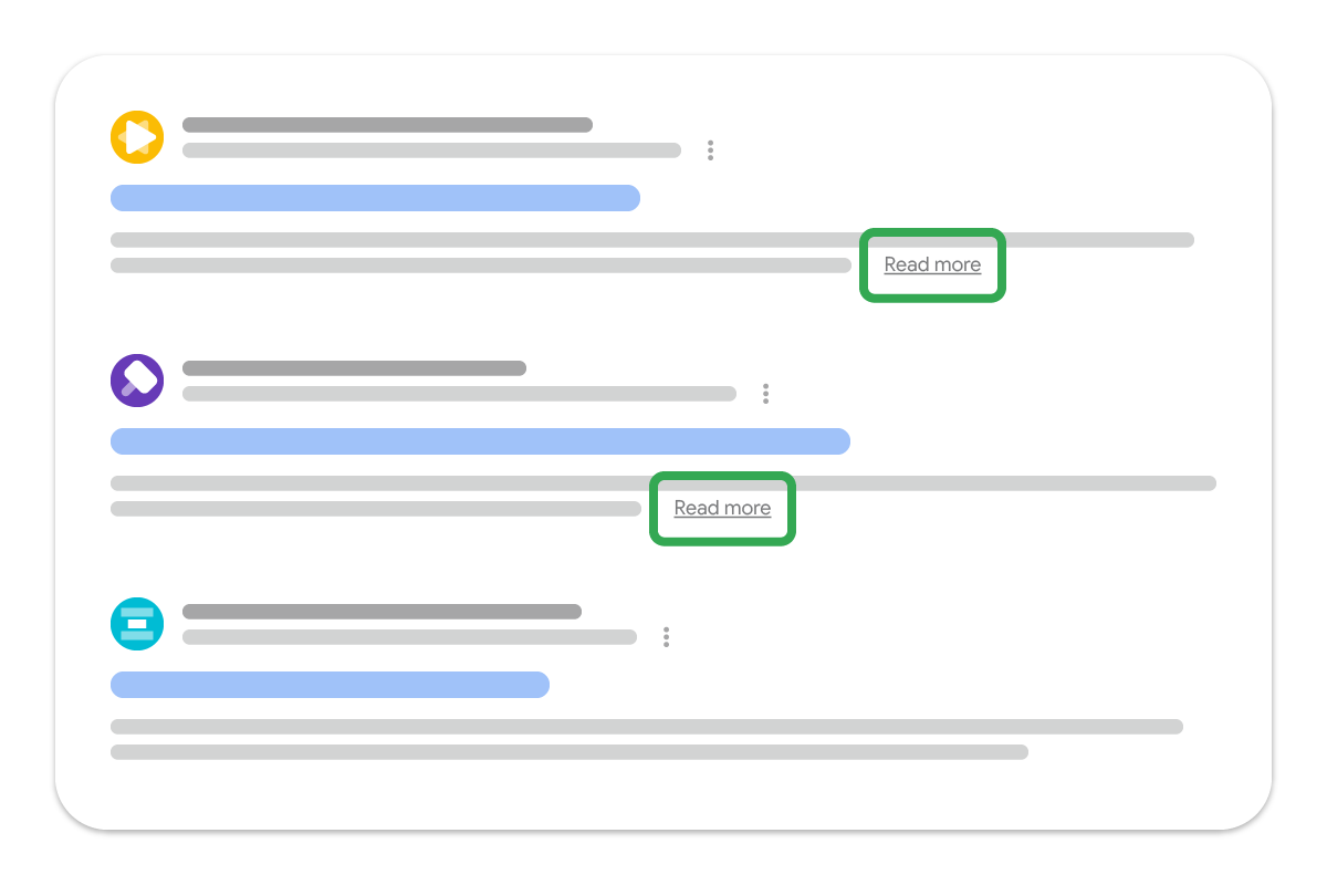 Un enlace profundo de "Más información" en la Búsqueda de Google