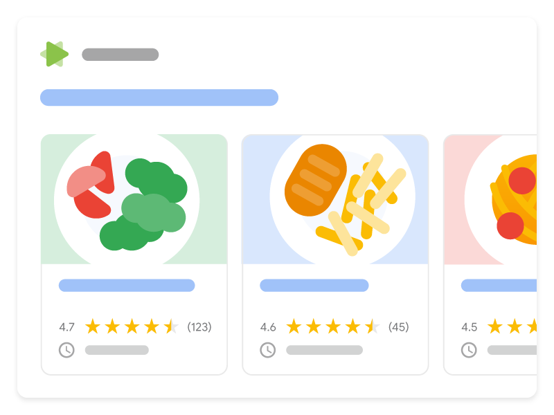 A carousel of recipes in search results