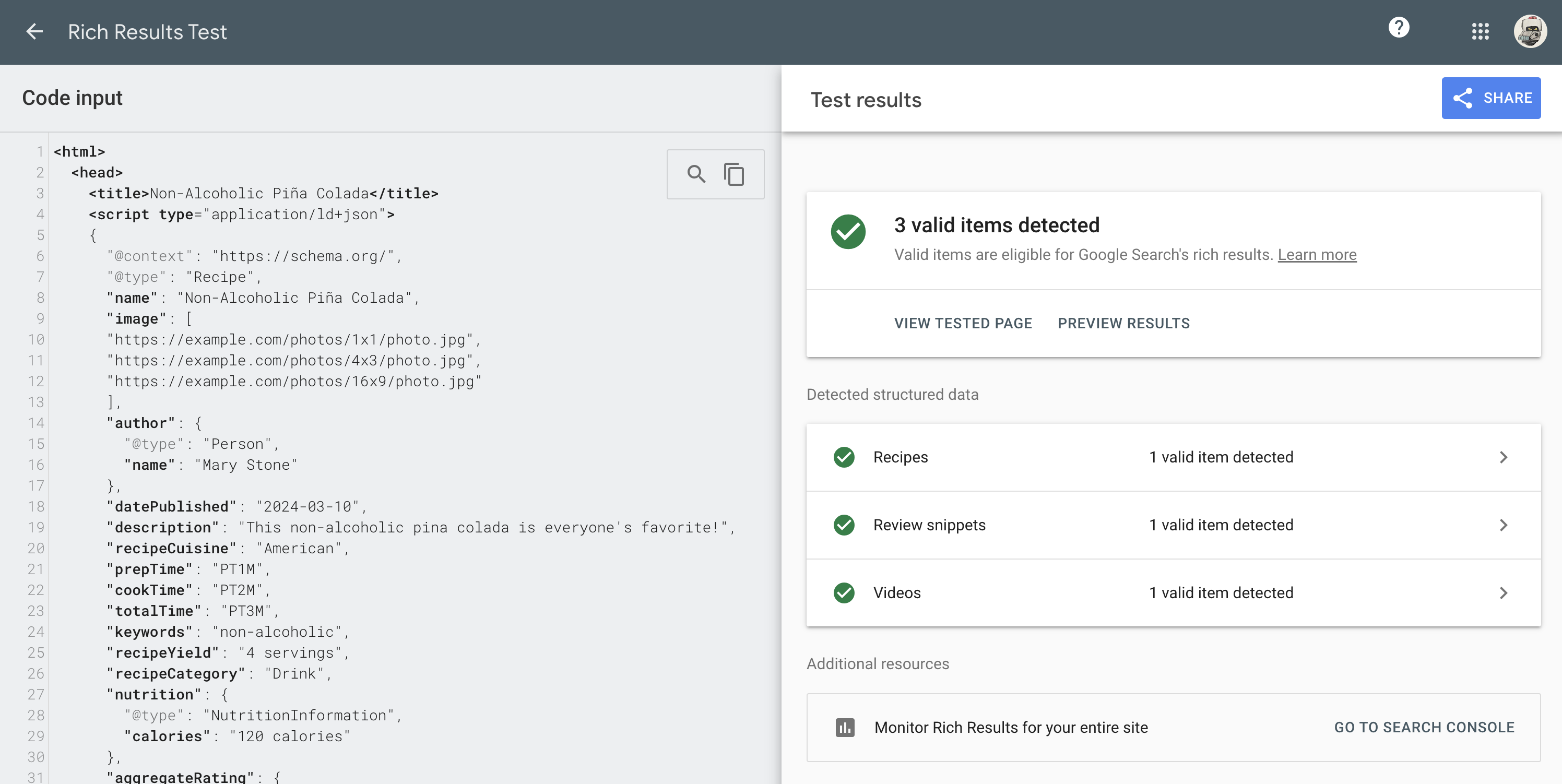 Schema markup