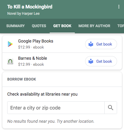 book example in search results