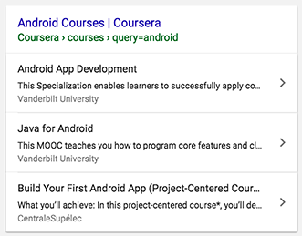 course example in search results