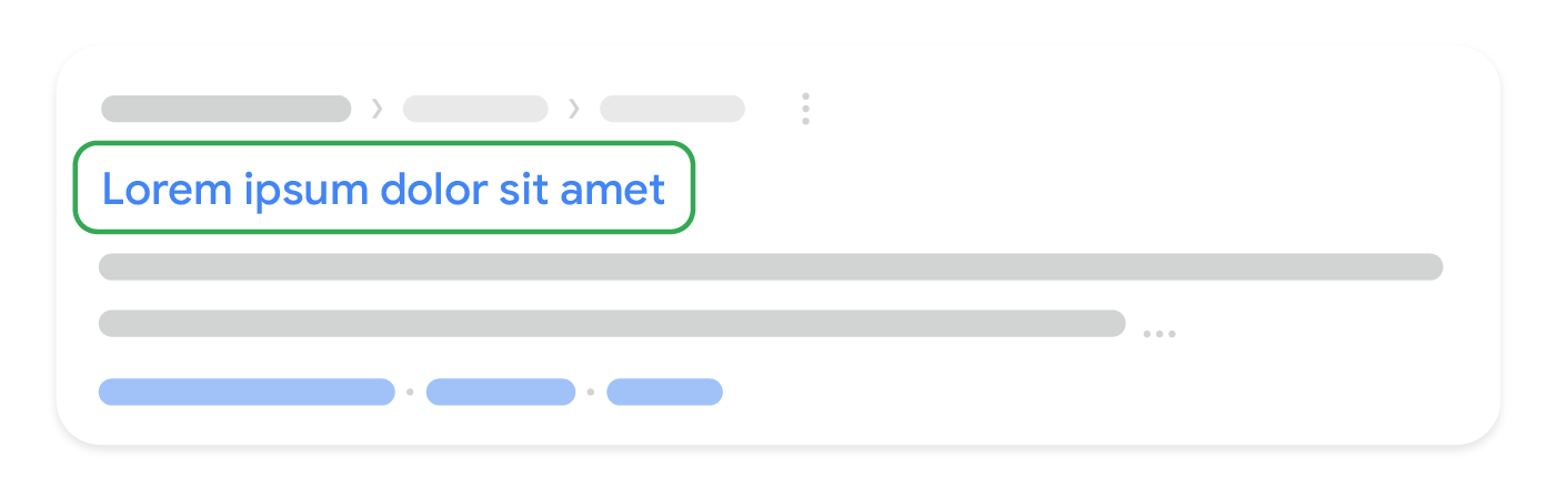Ilustración de un resultado de texto en la Búsqueda de Google, con un texto destacado que muestra el aspecto de un vínculo de título