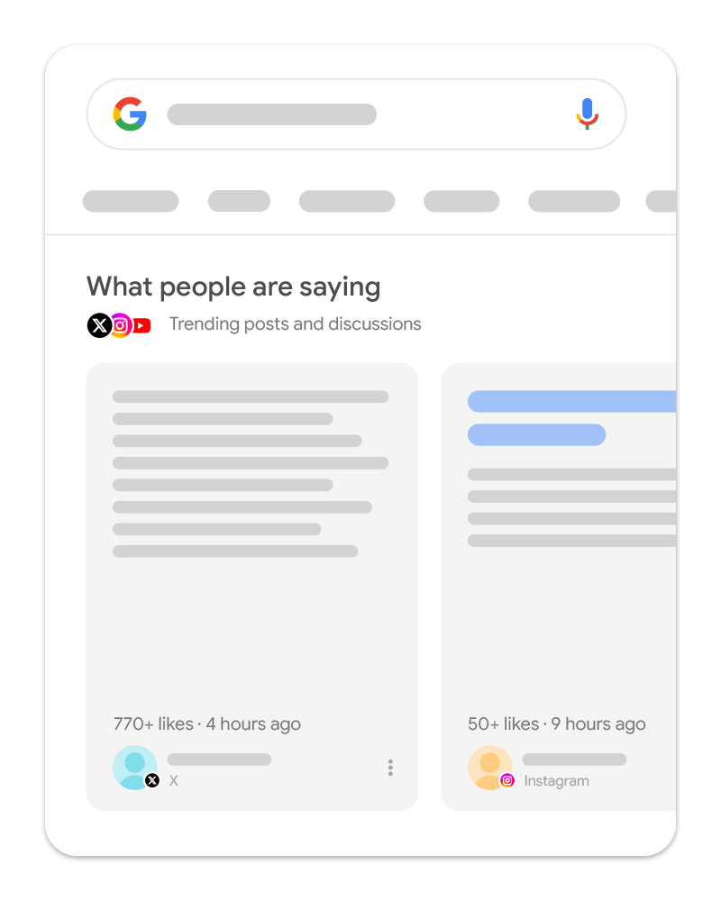 Carousel pendapat orang lain di Google Penelusuran