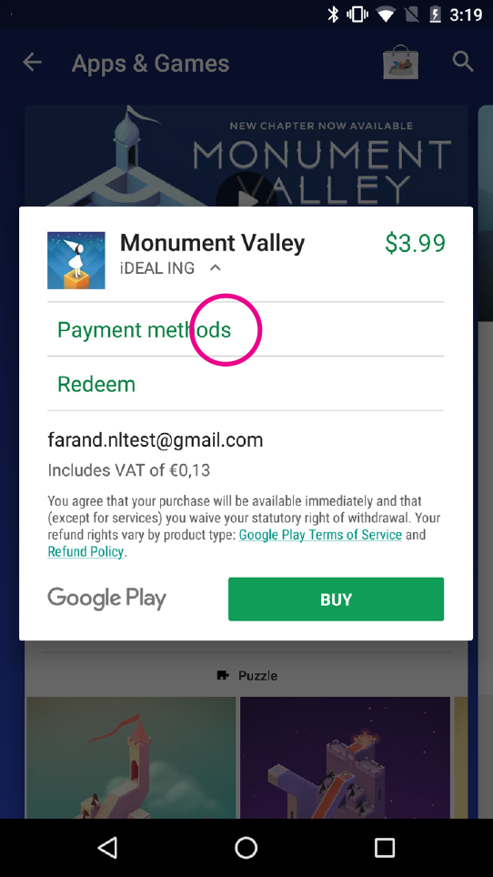 Select payment method