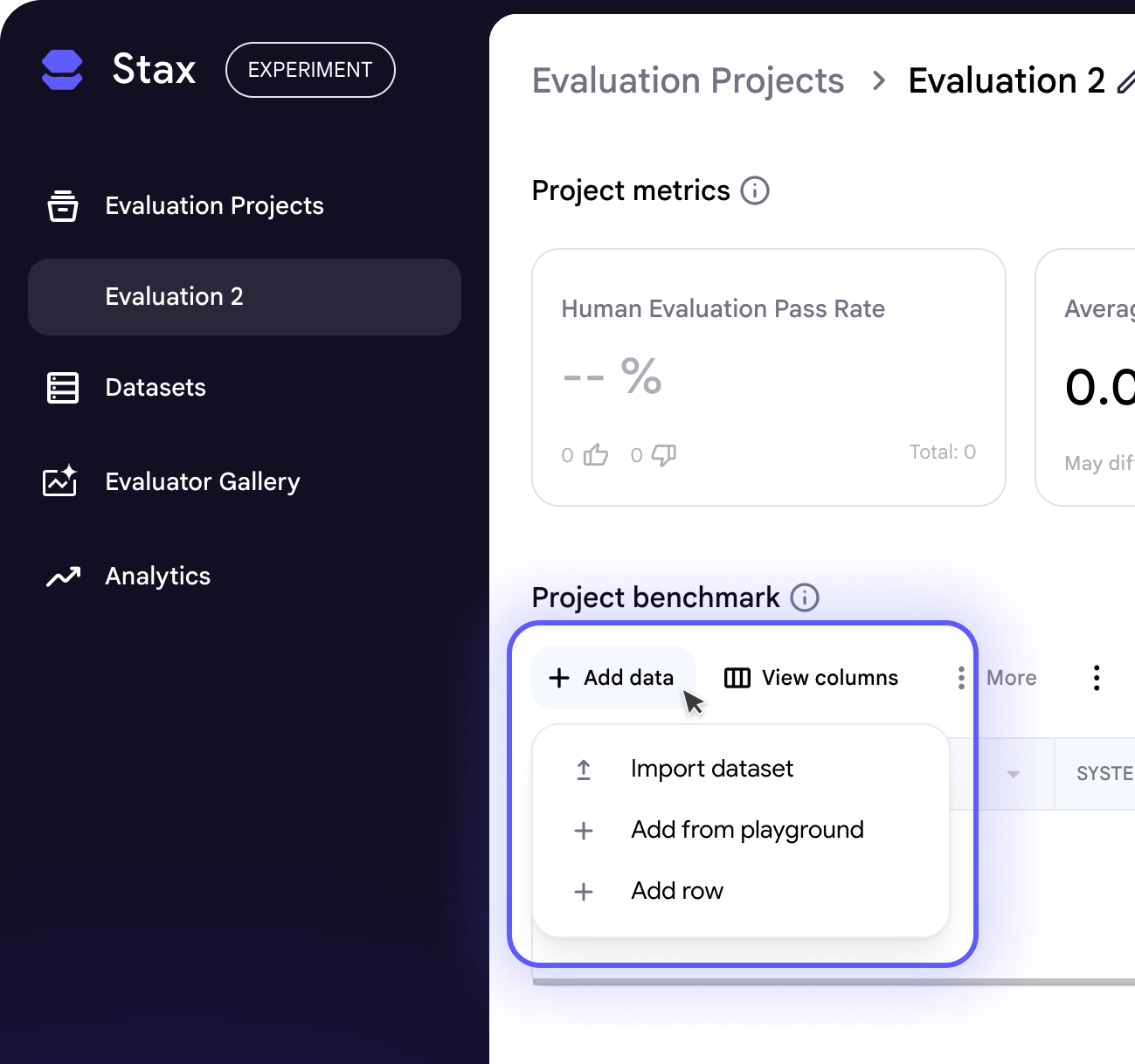 Adding data to a project