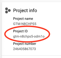 Скриншот селектора проектов GCP с идентификатором образца проекта в Менеджере тегов