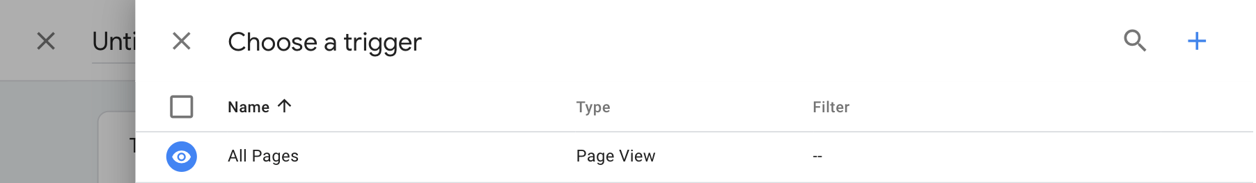 ภาพหน้าจอแสดงทริกเกอร์หน้าเว็บทั้งหมด
