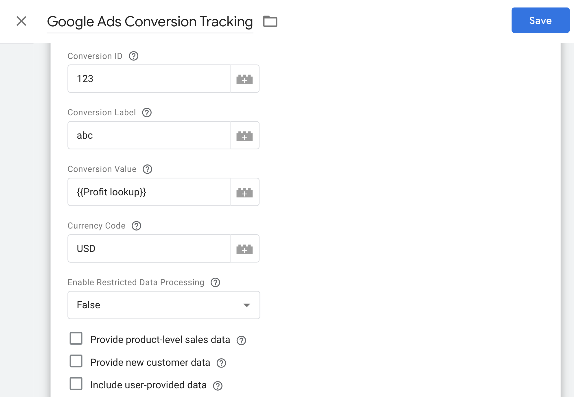 Seguimiento de conversiones de Google Ads con valor de conversión