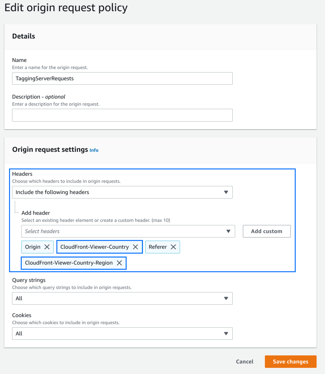 Chế độ cài đặt tiêu đề trong AWS CloudFront