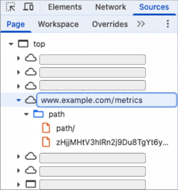 Screenshot of the developer tools with your own server as the source for Google scripts