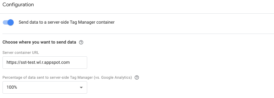 Immagine che mostra la pagina di configurazione di GA4