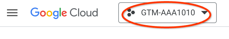 ảnh chụp màn hình của bộ chọn dự án GCP, cho thấy mã nhận dạng mẫu của vùng chứa Trình quản lý thẻ.