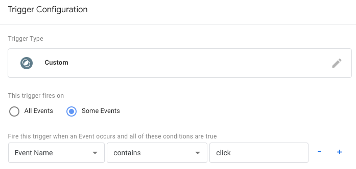 configurazione del trigger