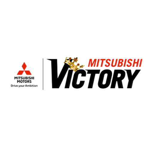 Logotipo de Victory Mitsubishi y Super Center de segunda mano