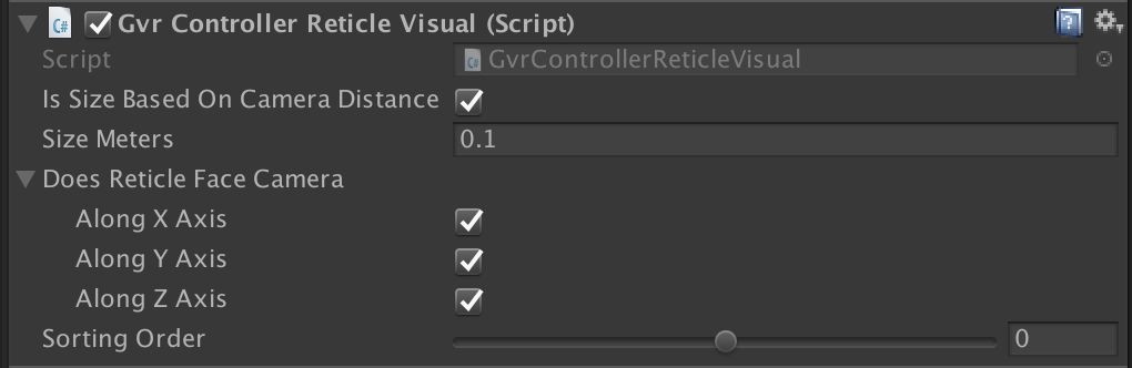 GvrControllerReticleVisual component
