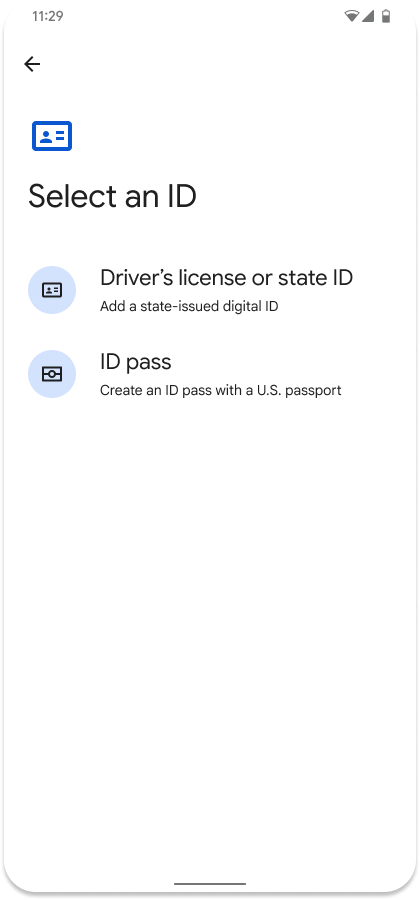 L'utilisateur est redirigé vers Google Wallet pour obtenir une pièce d'identité numérique.