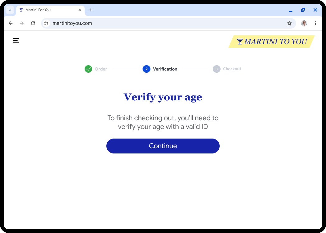 All'utente viene chiesto di verificare l'età sul sito web da computer