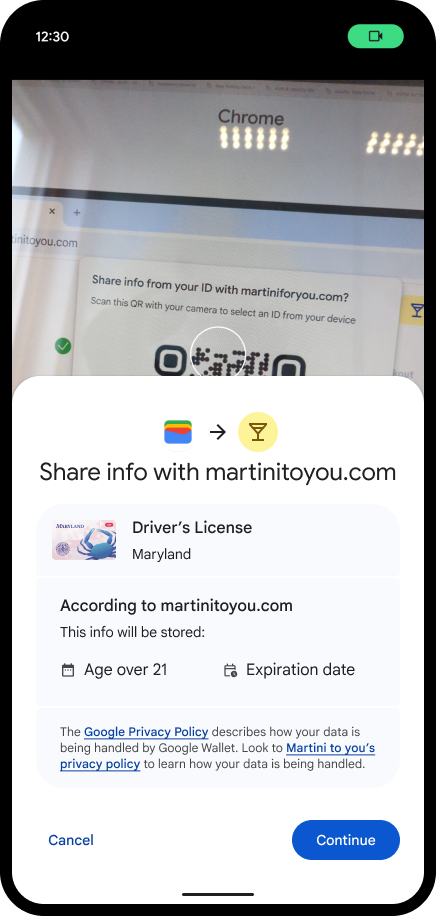 User presents credential from phone