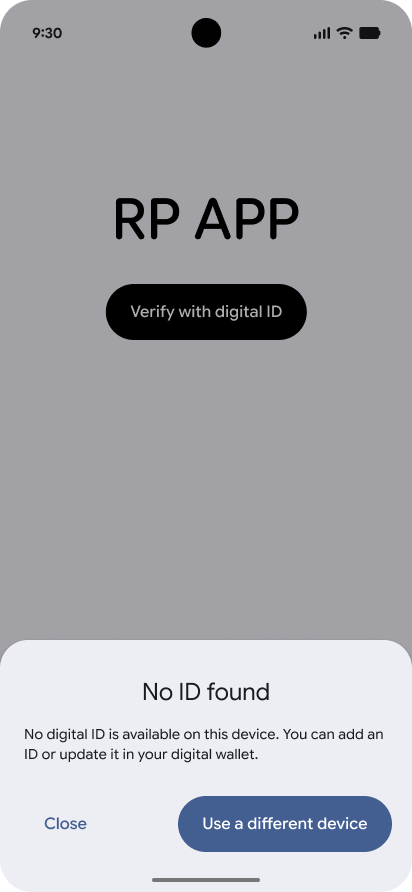Nutzer erhalten eine Fehlermeldung, wenn sie keine digitale ID haben