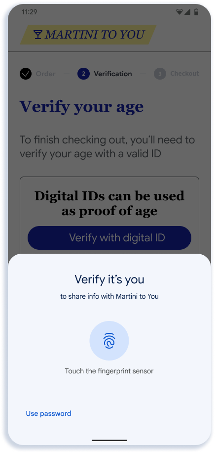کاربر برای تأیید اشتراک‌گذاری، احراز هویت می‌کند