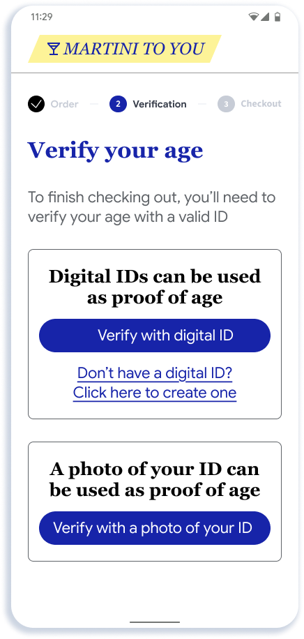 User prompted to verify age in app or website