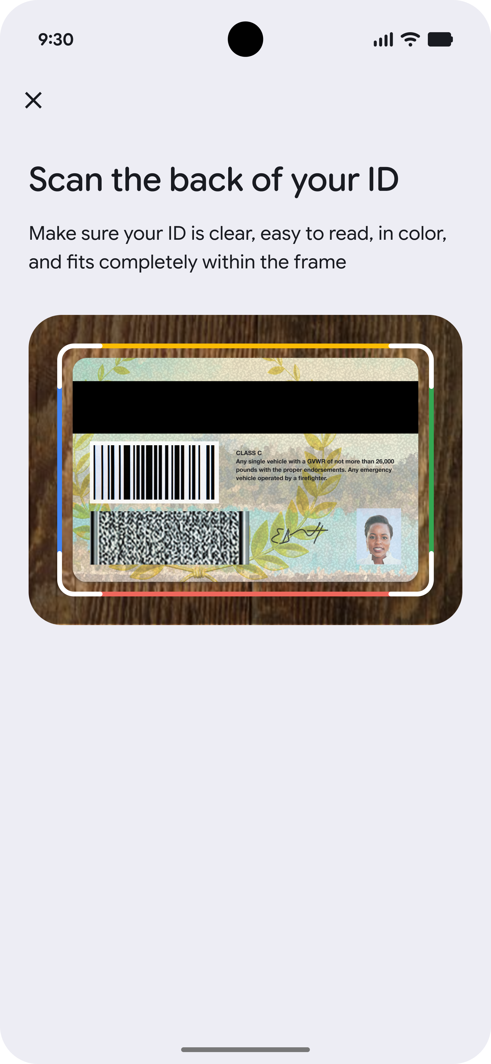 The captured ID image.